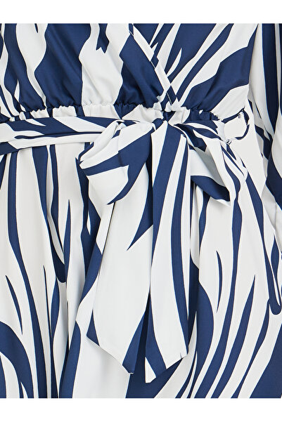 Take Two By Styli Women Abstract Printed V Neck Belted A-Line Maxi Dress