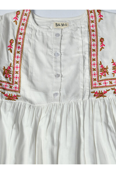 Bella Moda By Styli Embroidered Balloon Sleeves Knee-Length Dress