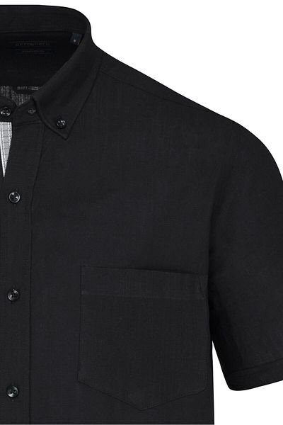 Hatemoğlu Black Comfort Fit 100% Cotton Button Collar Short Sleeve Casual Shirt