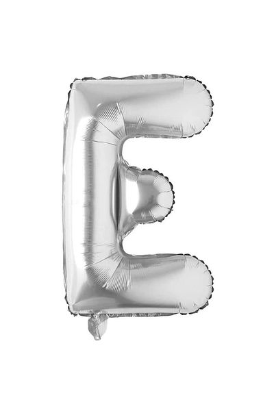 Maxee birthday balloon, letter E, silver, 40 cm