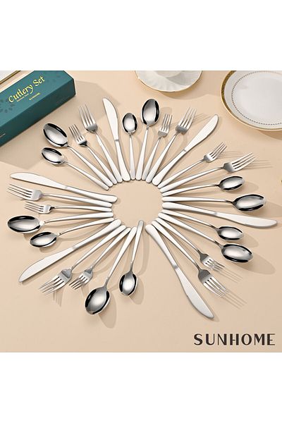 Sunhome 30-Piece Stainless Steel Cutlery Set Silver