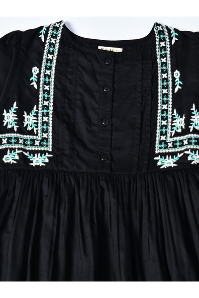 Bella Moda By Styli Embroidered Balloon Sleeves Knee-Length Dress