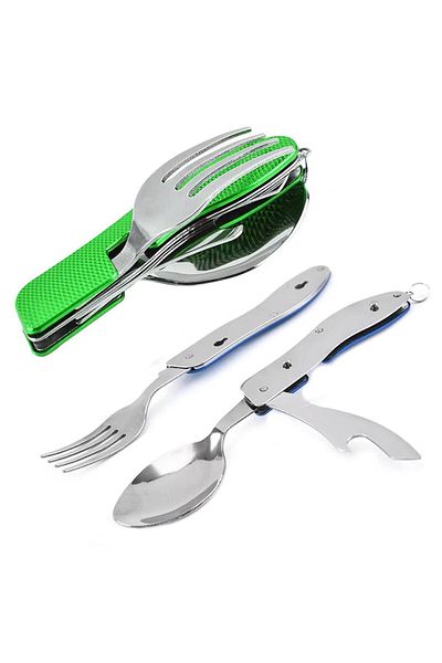 cesmetek Sunup Sn-25313 Portable Foldable Camping Cutlery Set - Multifunctional with Opener