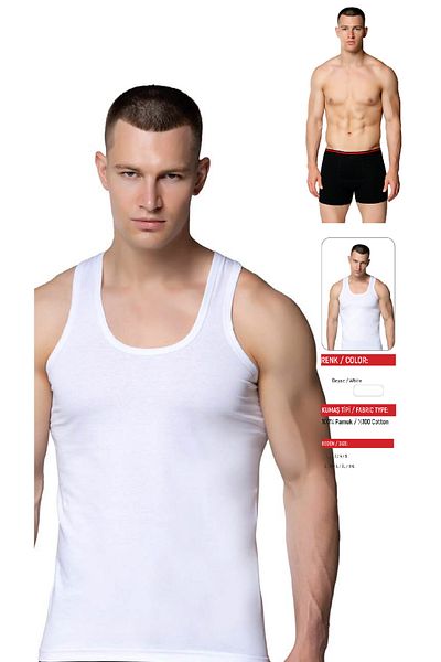 Çekmece 12-Piece Men's Economical White Singlet - Boxer Set