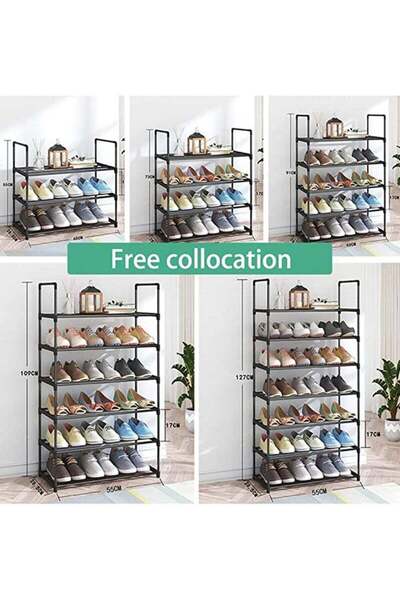 COOYA Shoe Rack, 4-Tier Shoe Storage Organizer Closet, Metal Cabinet Stackable Shoe Rack Tower