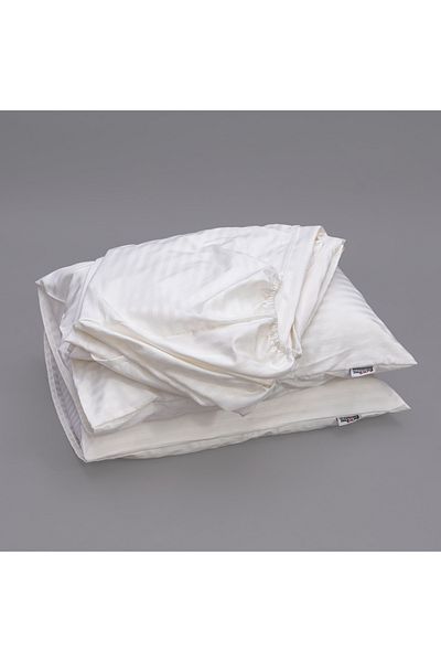 Bed N Home SA Fitted bed sheet set,100%Egyptian cotton, 350TC, Stripe, 1cm, Off White ,2pillowcases. 200x200cm