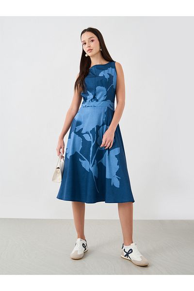 Styli Floral Print Sleeveless Knee Length Dress