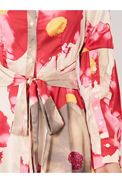 Styli Printed Long Sleeve Shirt Midi Dress