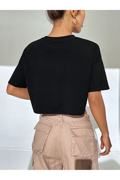 GENIUS STORE Women's T-Shirt Crop T-Shirt Printed Fit T-Shirt Balance-T-Shirt