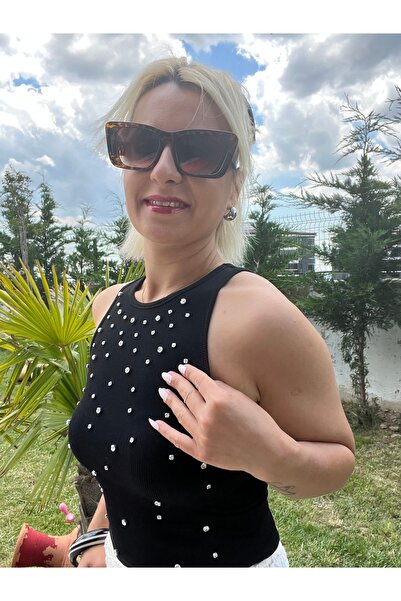 DERYA ŞENER BUTİK Taş İşlemeli Fitilli Atlet Badi