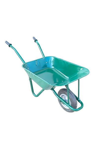 COBI SMART® 100L metal wheelbarrow, massive wheel 350/8, galvanized bucket, green color – COBI SMART®