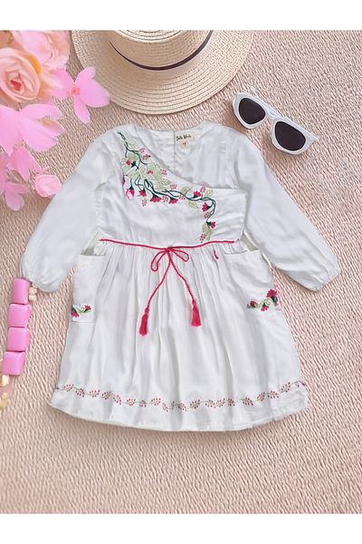 Bella Moda By Styli Floral Embroidered Wrap Knee-Length Dress