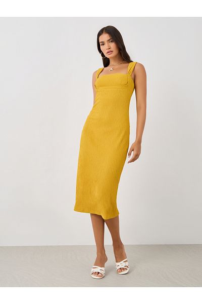 Styli Solid Strappy Bodycon Midi Dress