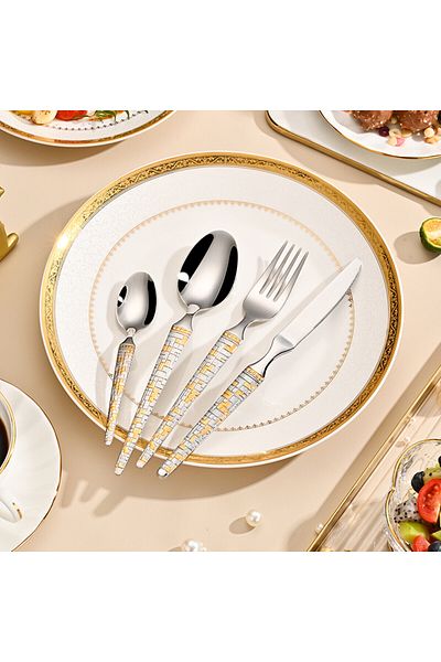 Sunhome 24-Piece Stainless Steel Cutlery Set Gold
