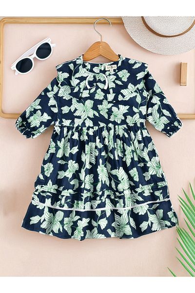 Bella Moda By Styli All-Over Floral Print Ruffle Trim Cotton Dress