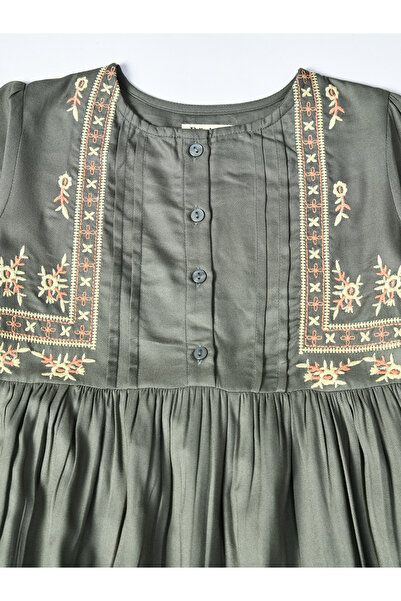 Bella Moda By Styli Embroidered Balloon Sleeves Knee-Length Dress