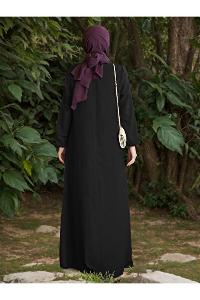 Take Two By Styli Women Solid Cuffed Sleeves Jalabiya with Zip Front