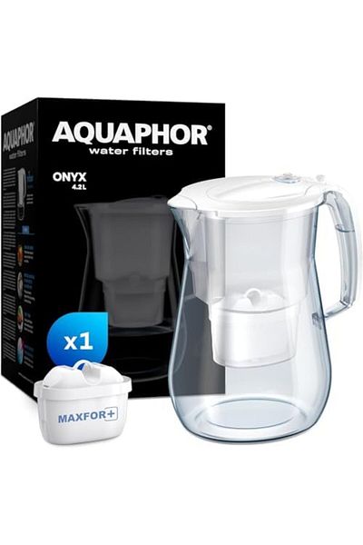 Aquaphor water filter jug Onyx White incl. 1 MAXFOR+ filter