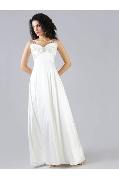 Mish By Styli Solid Bow Detail Strappy A-Line Maxi Dress