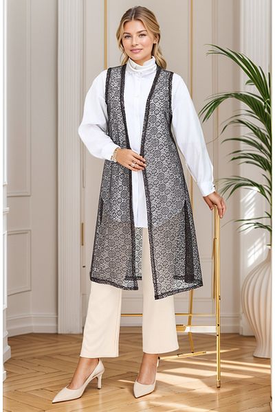 RESPİRO Lace Thin Soft Long Vest, Women's Vest, Mother's Vest