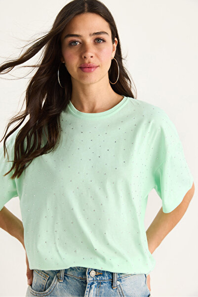 Bianco Lucci Γυναικείο μπλουζάκι με κοντό μανίκι με λεπτομέρεια ποδηλάτου 3028 60283149