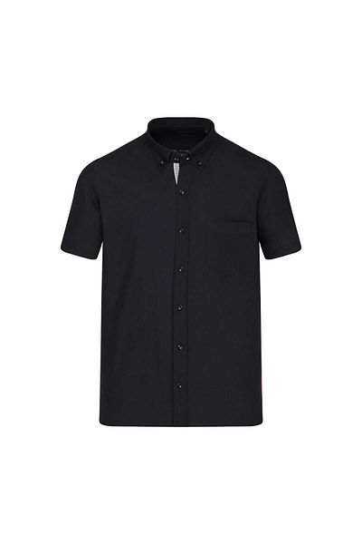 Hatemoğlu Black Comfort Fit 100% Cotton Button Collar Short Sleeve Casual Shirt