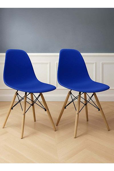 Taimi Pack of 2 Modern Style Plastic Dining Chair Mid Century Modern DSW Chair, Shell Lounge ,Dark Blue