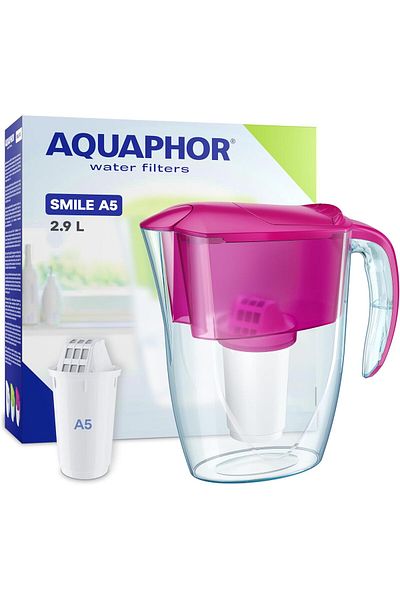 Aquaphor Water Filter Jug Smile, Space-saving, Lightweight Fridge door fit 2.9L Capacity