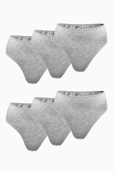 Malabadi Women's Gray 6 Pack Modal High Waist String Thong 6m178