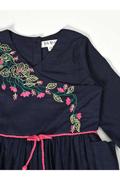 Bella Moda By Styli Floral Embroidered Wrap Knee-Length Dress