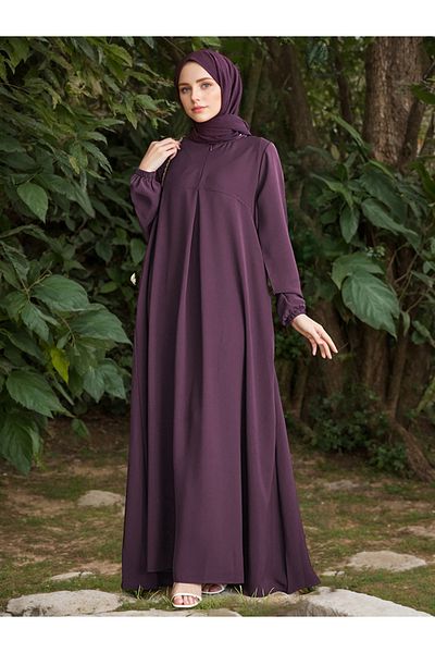 Take Two By Styli Women Solid Cuffed Sleeves Jalabiya with Zip Front