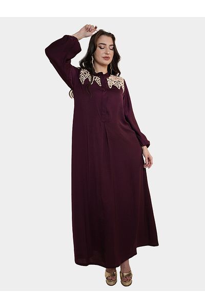 Elena by DStyle Lace Detail Balloon Sleeve Satin Jalabiya