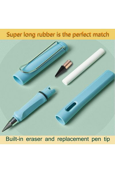 PHINDBOOKS Reusable Inkless Metal Pencils Set, 12 Colours, with Built-in Eraser