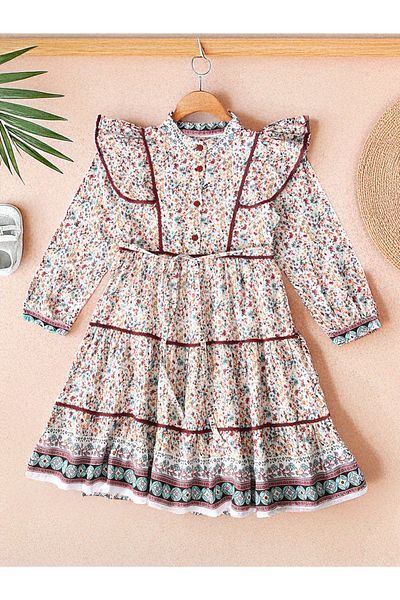 Bella Moda By Styli AOP Floral Print Knee-Length Dress