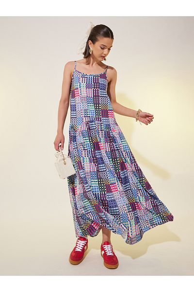 Styli All-Over Printed Strappy Maxi Dress