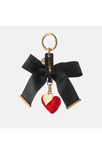 Black Ribbon حقيبة نسائية محبوكة على شكل قلب باللون الأحمر - صناعة يدوية