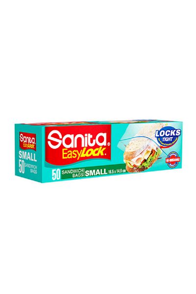 Sanita 50-Bags Easy Lock Biodegradable Plastic Small Sandwich Storage Bag Clear 16.5 x 14.9cm