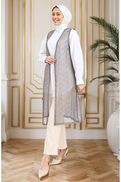 RESPİRO Lace Thin Soft Long Vest, Women's Vest, Mother's Vest