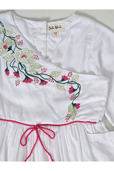 Bella Moda By Styli Floral Embroidered Wrap Knee-Length Dress