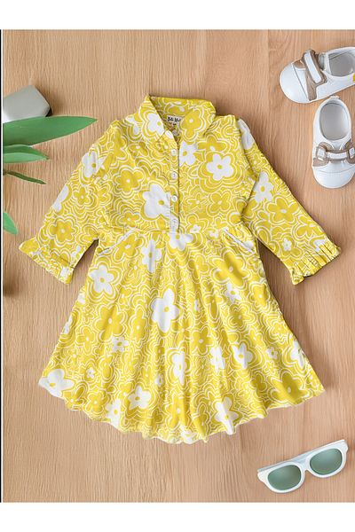 Bella Moda By Styli Floral Print Collared Buttoned Knee-Length Dress
