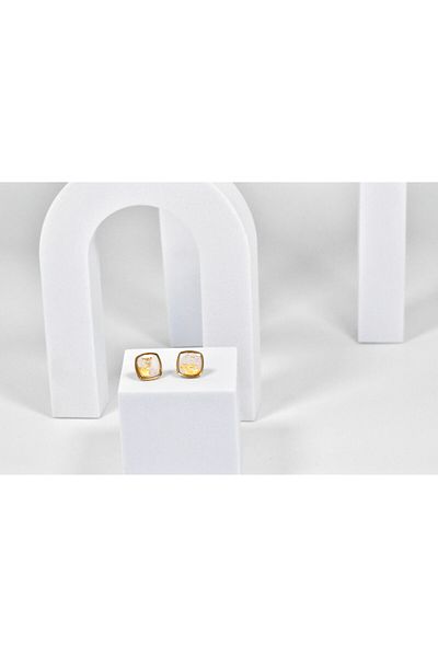 NARRU Handmade NARRU earrings, square, 1.2 mm, white and gold, Xeni