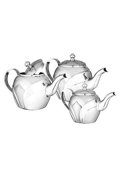 ALSAIF Excellence Teapot Set 3 Pieces Made of High Quality Stainless Steel with Side Handle (1200-900-700) mm