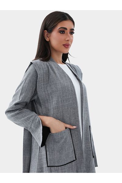 Elena by DStyle Melange A-Line Abaya with Pocket Detail