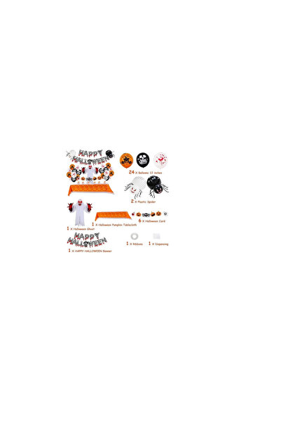 OEM Set 37 piese baloane si decoratiuni Halloween OEM, latex, PVC, multicolor