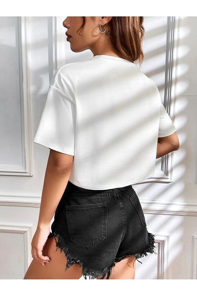 GENIUS STORE Women's T-Shirt Crop T-Shirt Printed Fit T-Shirt Balance-T-Shirt