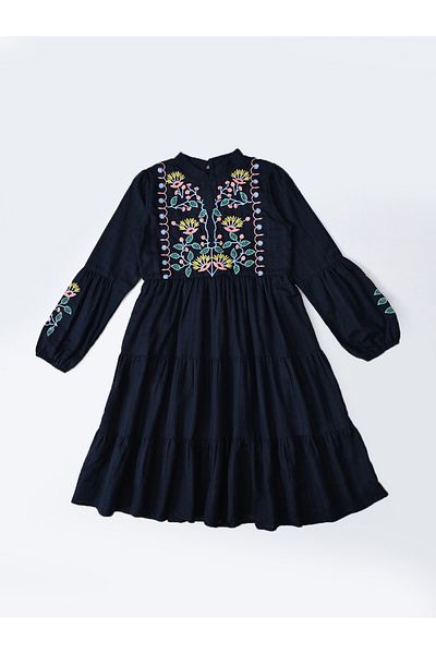 Bella Moda By Styli Embroidered Tiered Knee-Length Dress