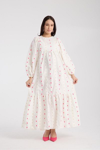 Işşıl Işşil 34548-Appliqued Brode Oversize Maternity Clothing Dress