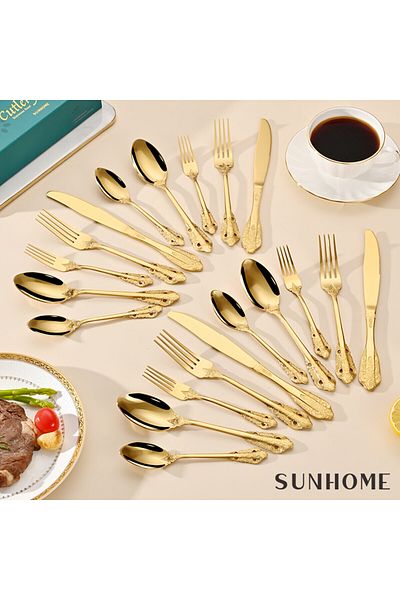 Sunhome 20-Piece Stainless Steel Cutlery Set Gold