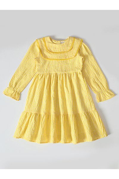 Bella Moda By Styli Gingham Print Tiered Knee-Length Dress