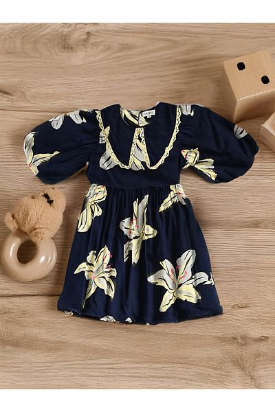 Bella Moda By Styli Floral Print Balloon Sleeves Knee-Length Dress